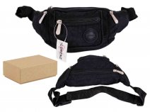 2521 BLACK CRINKLED NYLON BUMBAG WITH 4 ZIP POCKETS BOX OF 12