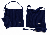 5848 Navy Pleated Tote Shoulder Bag with Matching Wristlet 5848 Navy Pleated Tote Shoulder Bag with Matching Wristlet