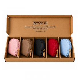 5720 Assorted Colors Lorenz PU Zip Round Purse Set of 12
