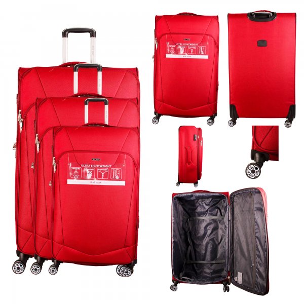 T-SC-02 MAROON SET OF 3 TRAVEL TROLLEY SUITCASES
