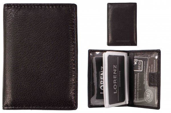 0454 BLACK RFID PROOF LEATHER CARD HOLDER