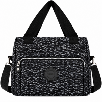 2503 Black Pattrnd Crnkld Nylon H'Bag With Shoulder Strap (New) 2503 Black Pattrnd Crnkld Nylon H'Bag With Shoulder Strap (New)