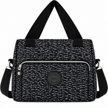 2503 Black Pattrnd Crnkld Nylon H'Bag With Shoulder Strap (New)