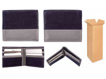 0882 NAVY/GREY RFID LEATHER CANVAS MIX WALLET BOX OF 12