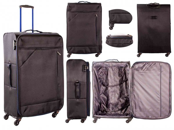 7004 BLACK/NAVY 29'' LIGHTWEIGHT TRAVEL TROLLEY SUITCASE