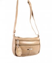 3772 FAWN SMALL TRIPLE ZIP COW HIDE BAG