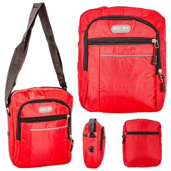 LL-208 RED RND X-BODY SHOULDER BAG WITH ADJUSTABLE STRAP