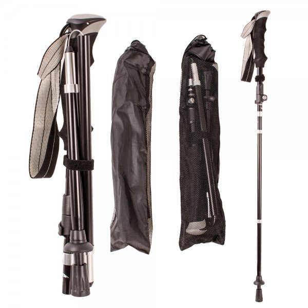 2892-PAIR BLACK PREMIUM FOLDING TREKKING POLES