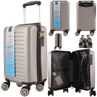 T-HC-US-1615 SILVER UNDER-SEAT CABIN-SIZE TRAVEL TROLLEY  T-HC-US-1615 SILVER UNDER-SEAT CABIN-SIZE TRAVEL TROLLEY
