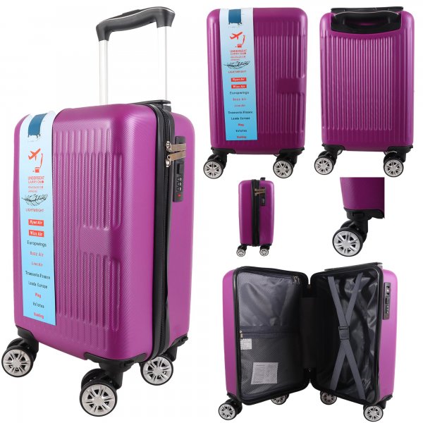 T-HC-US-1631 DARK PURPLE RYAN AIR CABIN-SIZED TROLLEY SUITCASE