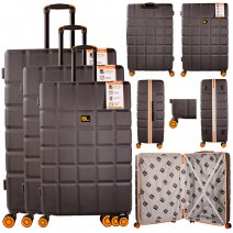 JB2074 BLACK SET OF 3 TRAVEL TROLLEY SUITCASE