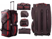 KS-100 34'' BLACK/RED 3-WHEELED HOLDALL TRAVEL BAG