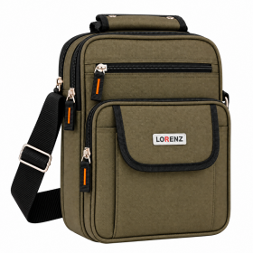 2573 Olive Large Unisex Polyester Bag wth 4 Zips & Pocket (New)