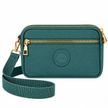 2439 Green Mini Triple Zip Round XBody Bag With Wrist Strap(New)