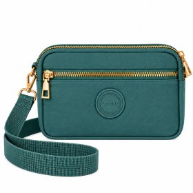 2439 Green Mini Triple Zip Round XBody Bag With Wrist Strap(New)