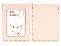 CREAM REAL LEATHER TRAVEL CARD