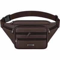 1442 Black Leather Bum Bag W/6 Zips (New) 1442 Black Leather Bum Bag W/6 Zips (New)