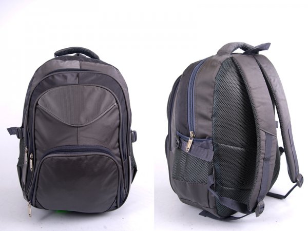 2598 A076 GREY Nylon BACKPACK WITH 4 ZIPS & SIDE P