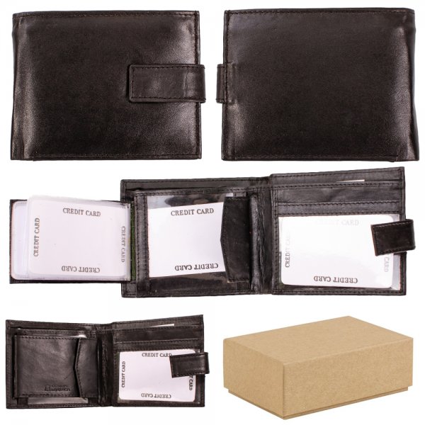 S-092 BLACK LEATHER WALLET BOX OF 12