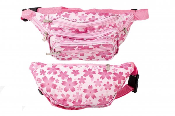 8056 PINK FLOWER BUMBAG W/7 ZIPS