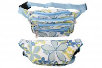 8056 WHITE BLUE YELLOW FLOWER BUMBAG W/7 ZIPS