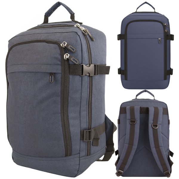BP-120 NAVY RYANAIR UNDERSEAT CABIN-FRIENDLY RUCKSACK W/MUL ZIP