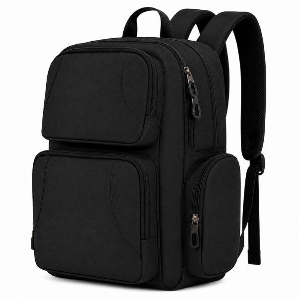 BP-122 Black Backpack With Multiple Pockets (New)