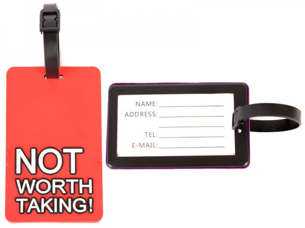 2404 RED LUGGAGE TAG-NOT WORTH