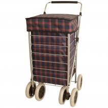 ST-SIX-01 NAVY CHECKERED 6-WHEEL SHOPPING TROLLEY