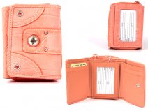 7590 Peach Croc Crn PU Zip Rnd Prse, Frnt Flap, P.Pkt