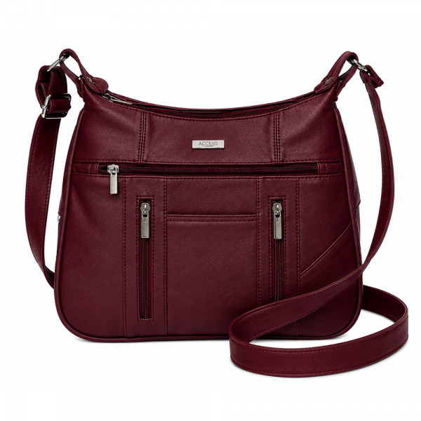 3734 Burgundy Lorenz Cow Hide Twin Top Zip Bag
