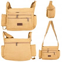 LL-238 KHAKI CANVAS SHOULDER BAG