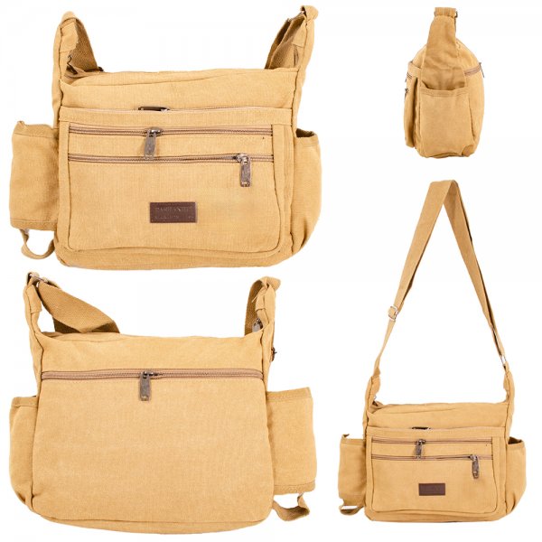 LL-238 KHAKI CANVAS SHOULDER BAG