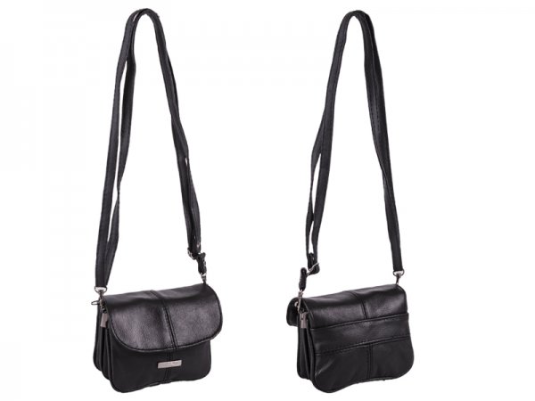 3737 BLACK Small Cow Hide Bag With Flap