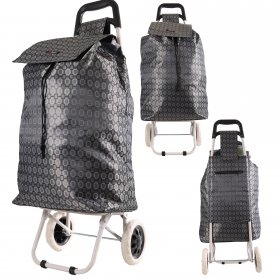 MS-001 GREY BOX TWO WHEEL SHOPPING CART CHERRY PATTERN