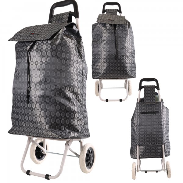 MS-001 GREY BOX TWO WHEEL SHOPPING CART CHERRY PATTERN