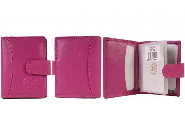 1011CERISE Cw Nappa 20 Leaf C.Card Case with Note Sec