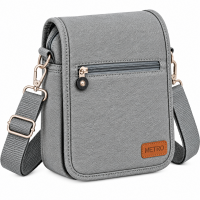 LL-255 Grey Canvas X-Body Shoulder Bag W/4 Zips (New)