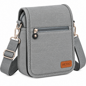 LL-255 Grey Canvas X-Body Shoulder Bag W/4 Zips (New)
