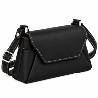RL 666 Black Leather Bag With Popper Flap Clearance (New) RL 666 Black Leather Bag With Popper Flap Clearance (New)