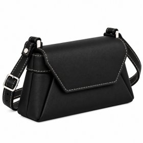 RL 666 Black Leather Bag With Popper Flap Clearance (New)