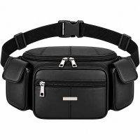 1447 Black Mega Multi Pocket Bum Bag In Sheep Nappa (New) 1447 Black Mega Multi Pocket Bum Bag In Sheep Nappa (New)