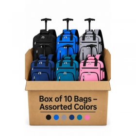 TR-E-TA-002 Assorted Colors Underseat Travel Trolley Bags Box 10