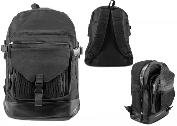 BP-115 BLK RUCKSACK W/ 3 ZIPS AND 3 NETTED POCKETS
