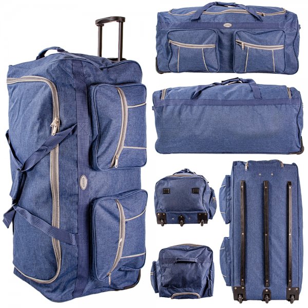 KS-100 34'' NAVY/GREY 3-WHEELED HOLDALL TRAVEL BAG