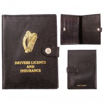 BLACK REAL LEATHER DRIVING LICENCE AND INSURANCE HOLDER