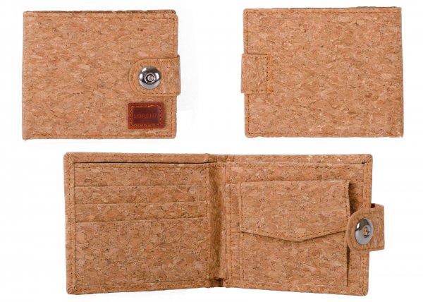 7200 RFID Cork Bifold Tabbed Notecase 3 C.Cards & 1