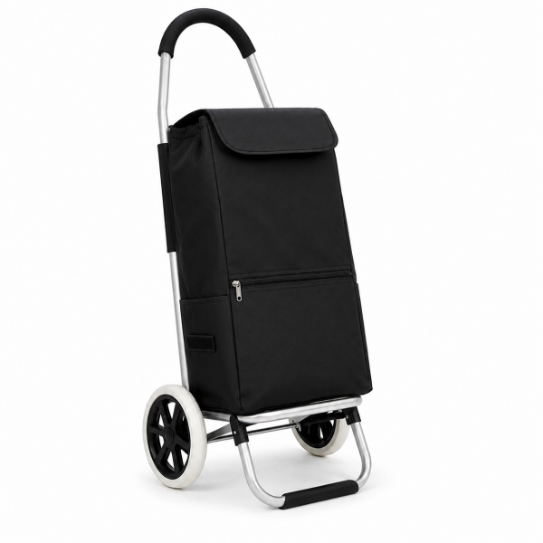 6954 Black 2-Wheel Foldable Shopping Trolley Cart