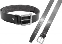 2772 blk 1.5"leather look belt w/ matt nickl buckl L (36"-40")
