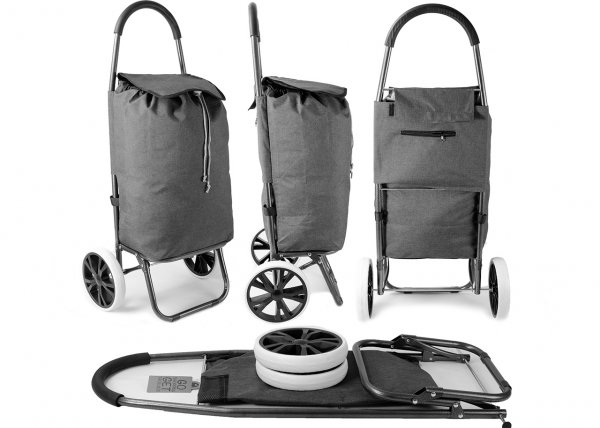 JBST08 GREY 2 WHEEL SHOPPING TROLLEY